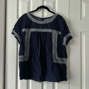 Navy Embroidered Women's Top